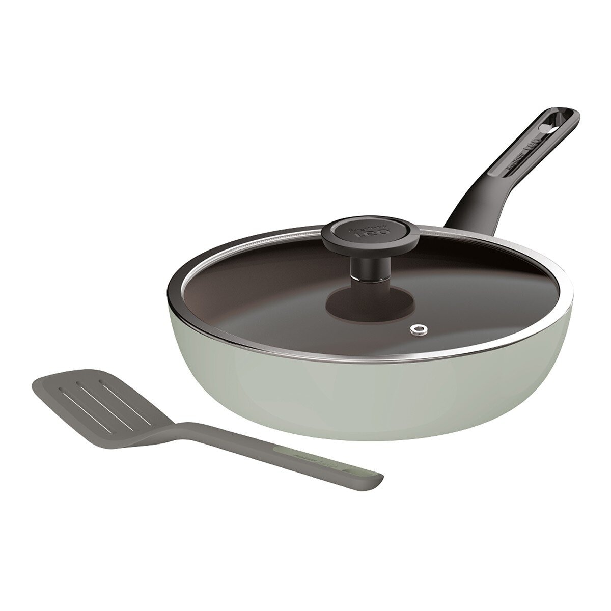 BergHOFF Glints系列 陶瓷不沾塗層單柄炒鍋 28公分含玻璃上蓋 & 鍋鏟 X 1入 BergHOFF Glints系列 陶瓷不沾塗層單柄炒鍋 28公分含玻璃上蓋 & 鍋鏟 X 1入