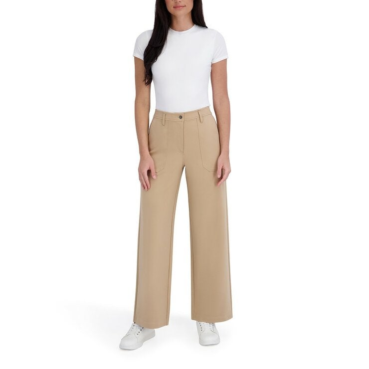 DKNY 女休閒寬褲 米