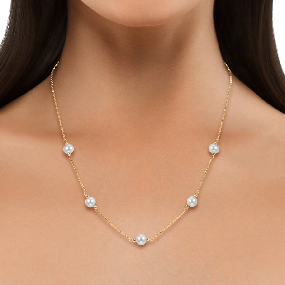 淡水珍珠項鍊 14K黃K金 6公釐-7公釐 淡水珍珠項鍊 14K黃K金 6公釐-7公釐