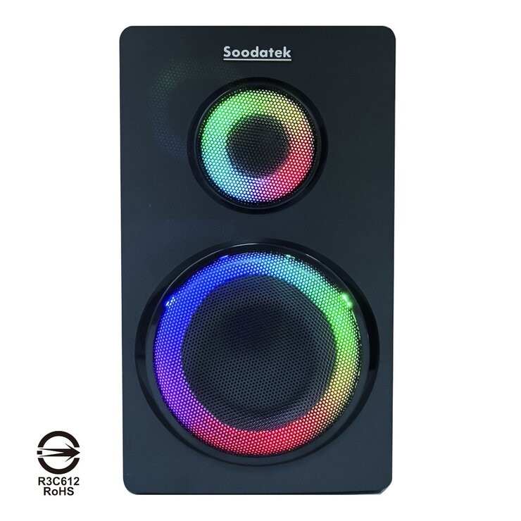 Soodatek 木質2.0聲道炫彩LED多媒體藍牙喇叭