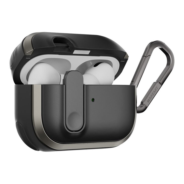 MAGEASY Odyssey 抗衝擊磁扣耳機殼 AirPods Pro 1 & 2 金屬黑