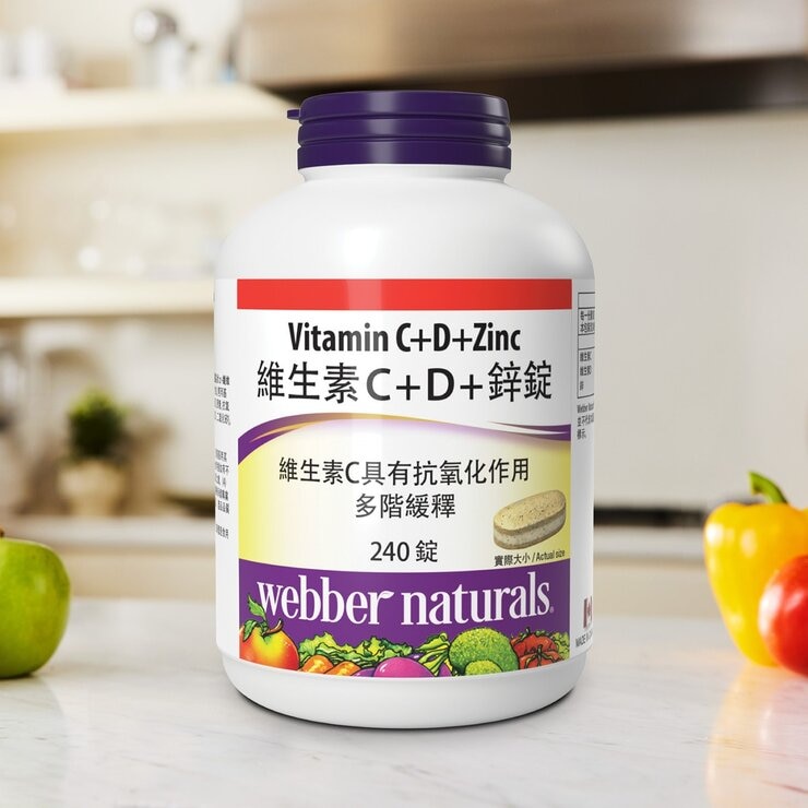 Webber Naturals Vitamin C + D +Zinc 240-Tablet