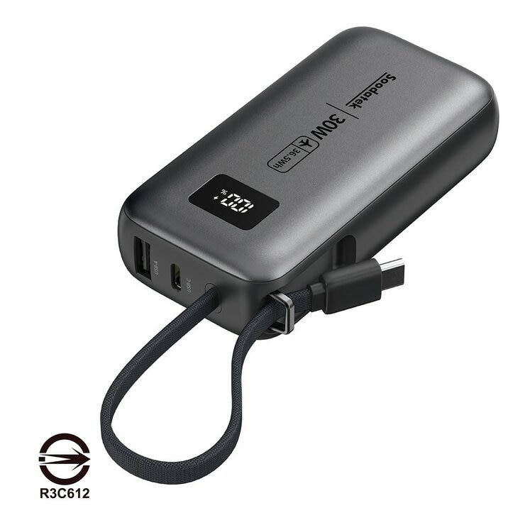 Soodatek PD30W 10000mAh 行動電源 (帶USB-C充電線)