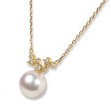 Tokyo Pearl 18K黃K金 7.0公釐 - 7.5公釐 Akoya 珍珠鑽石項鍊