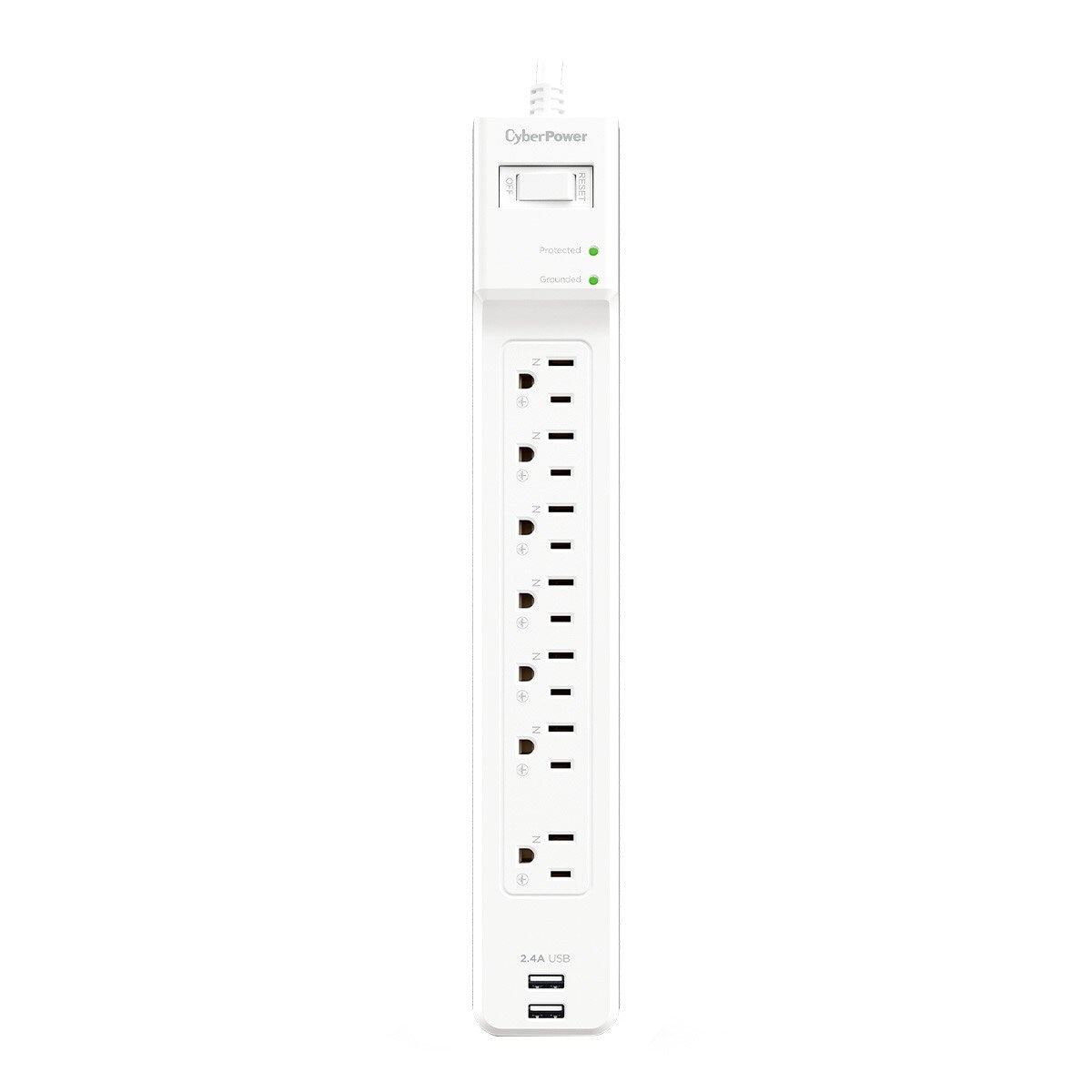 CyberPower 防突波 7 插座 2 USB充電延長線組 2入