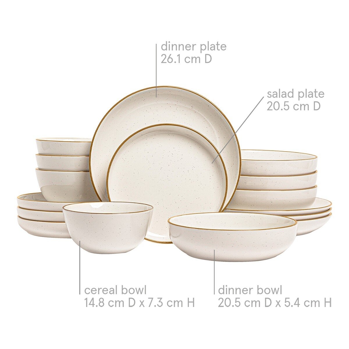 Over & Back 陶製餐具 X 16件組 奶油白