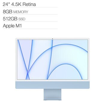 iMac 24吋 M1晶片 8 核心 CPU 8 核心 GPU 8GB 512GB 藍