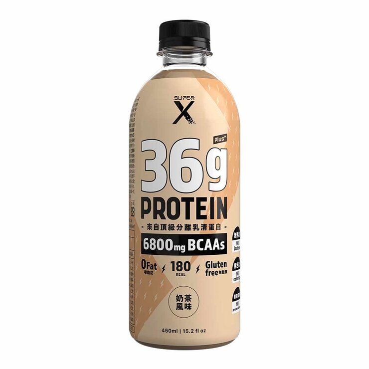 Super X Whey Protein Shake Plus Milk Tea Flavor 450 ml X 24-Count