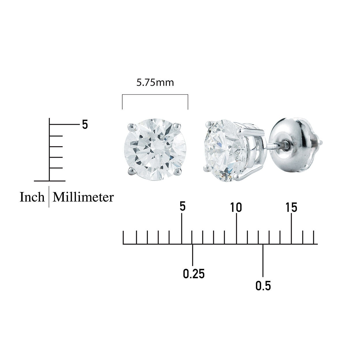1.50克拉 14K白K金 圓形鑽石耳環 VS1/H