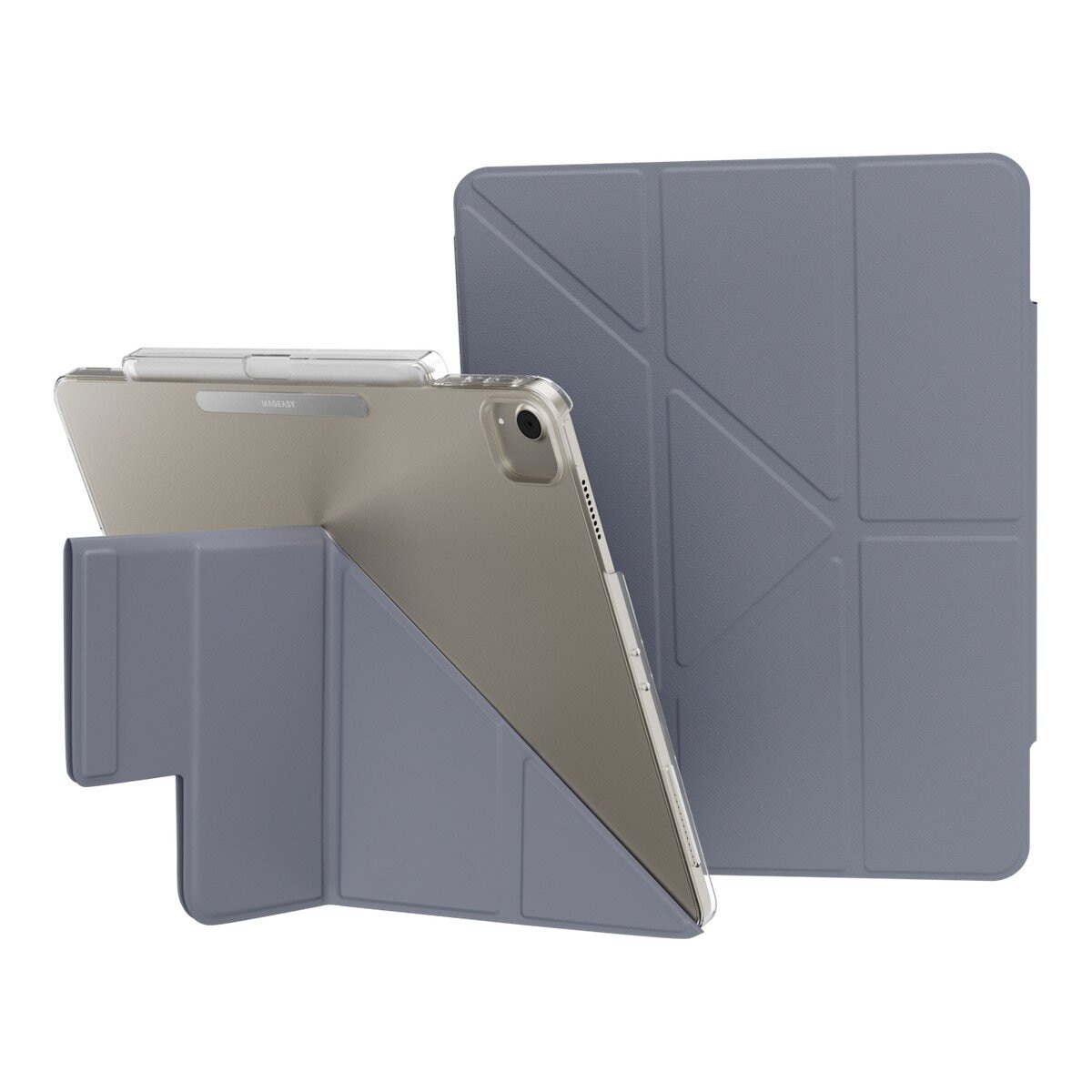 MAGEASY Facet 全方位支架透明背蓋保護套 (筆槽款) 適用於 2025 / M3 - 2024/ M2 iPad Air 13吋 & 2022 - 2020 iPad Pro 12.9吋 阿拉斯加藍