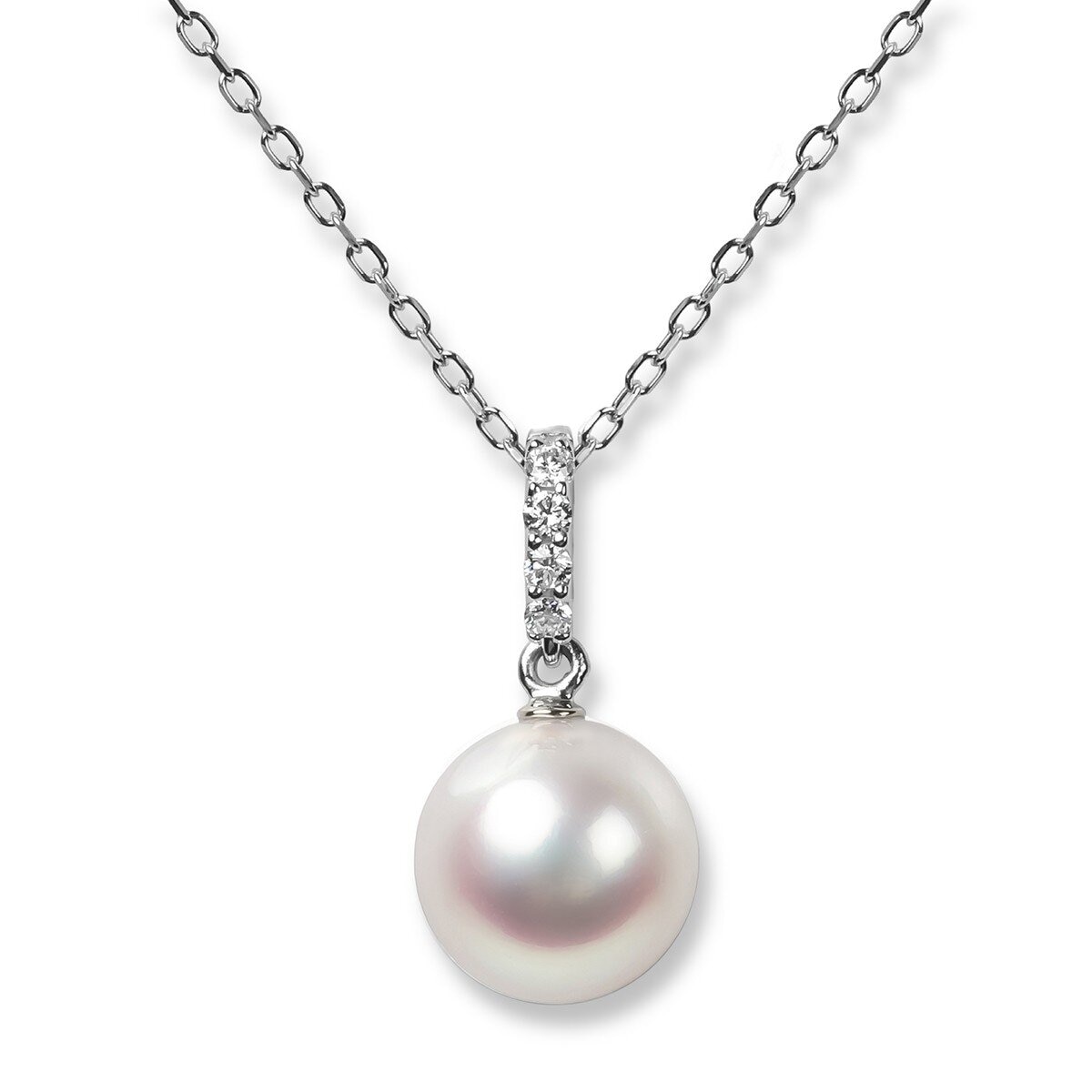 Tokyo Pearl 鉑金 8.5公釐 - 9.0公釐 Akoya 珍珠鑽石項鍊