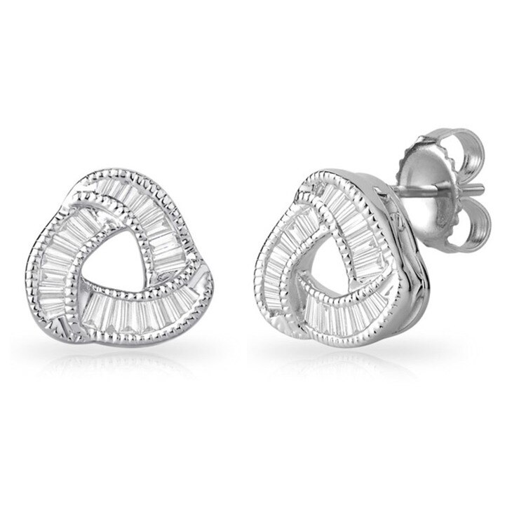 38克拉18k白k金狭长方形钻石耳环 vs2,i