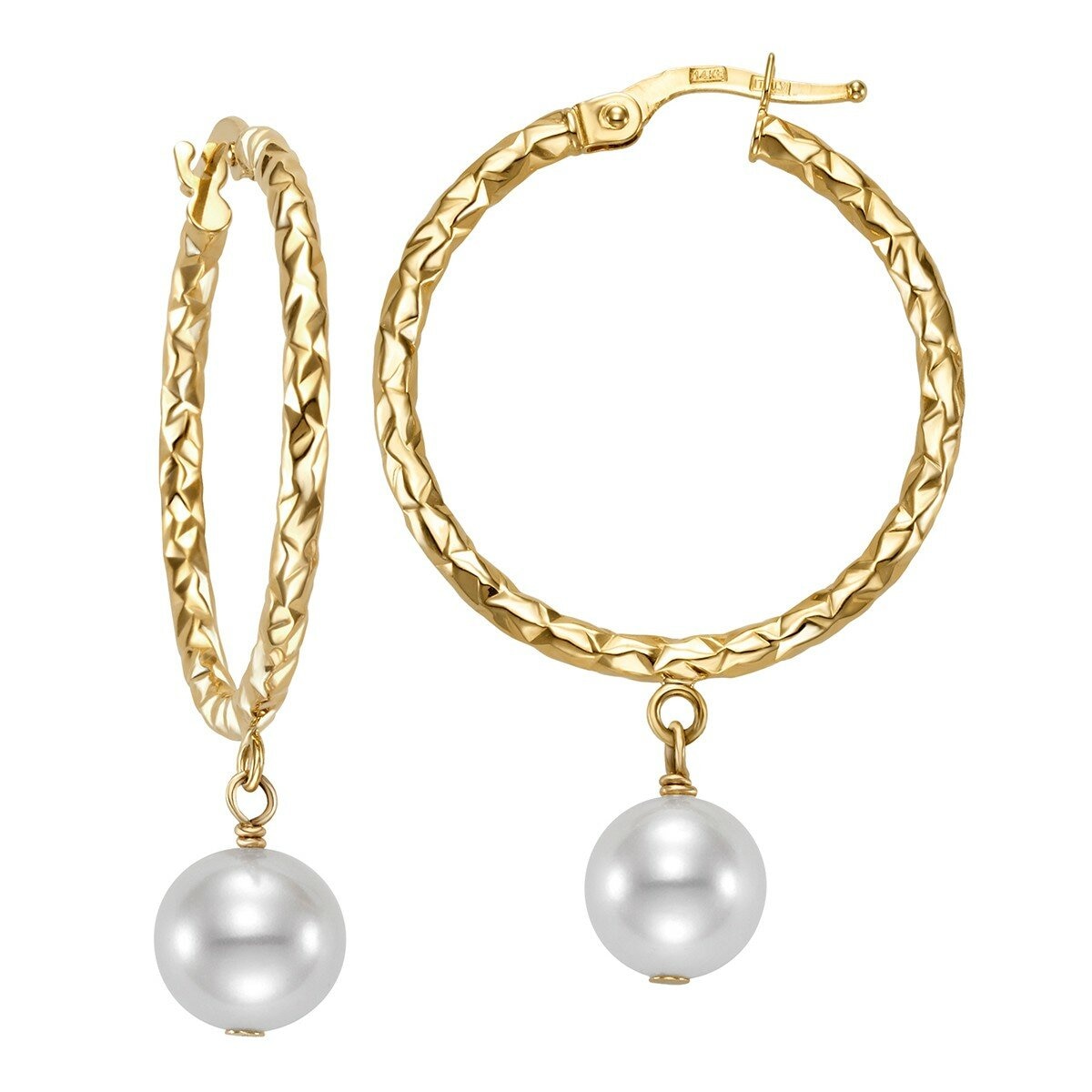 淡水珍珠耳環 14K黃K金 8公釐-8.5公釐