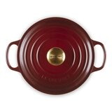 Le Creuset 雙耳圓形鑄鐵深圓鍋 含鋼頭鍋蓋 24公分 醇酒紅