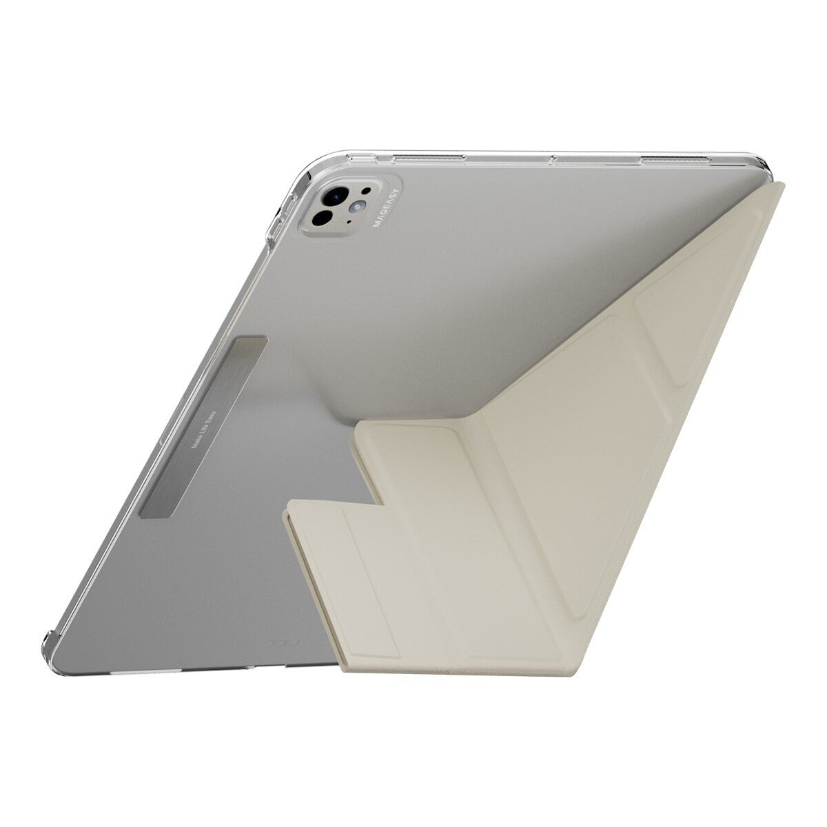 MAGEASY Facet 全方位支架透明背蓋保護套 2024 iPad Pro 13吋 星光白