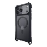 MAGEASY Odyssey Strap M 超軍規防摔掛繩手機殼 iPhone 17 Pro Max(皮革午夜/沉穩黑) + 鏡頭保護貼Lenz(炫彩) + Vetro 9H 鋼化玻璃保護膜