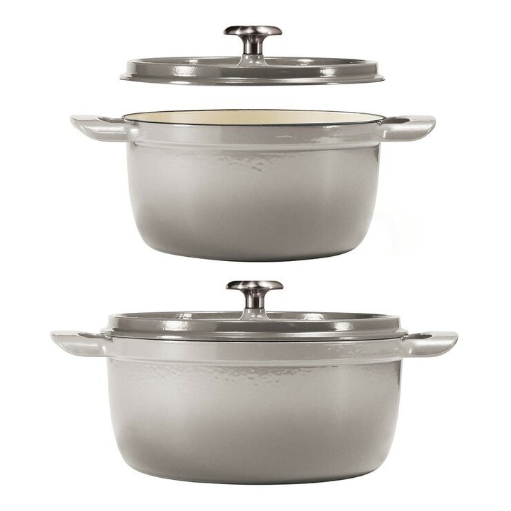 Tramontina 雙耳圓形鑄鐵鍋 含鋼頭鍋蓋 X 4件組 灰