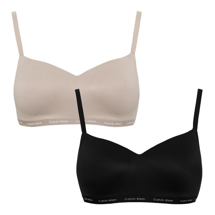 Calvin Klein 女無鋼圈內衣兩入組 黑+灰褐