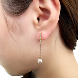 Tokyo Pearl 0.07克拉 18K黃K金 6.5公釐 - 7.0公釐 Akoya珍珠鑽石耳環