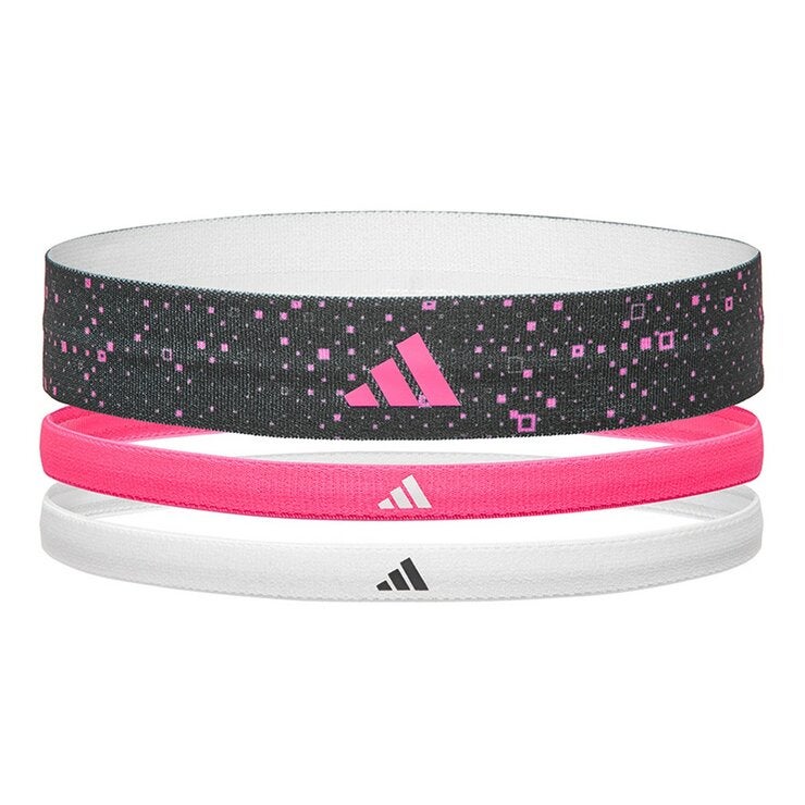 Adidas 止滑運動髮帶組 炫彩黑+夢幻粉+純淨白 Adidas 止滑運動髮帶組 炫彩黑+夢幻粉+純淨白