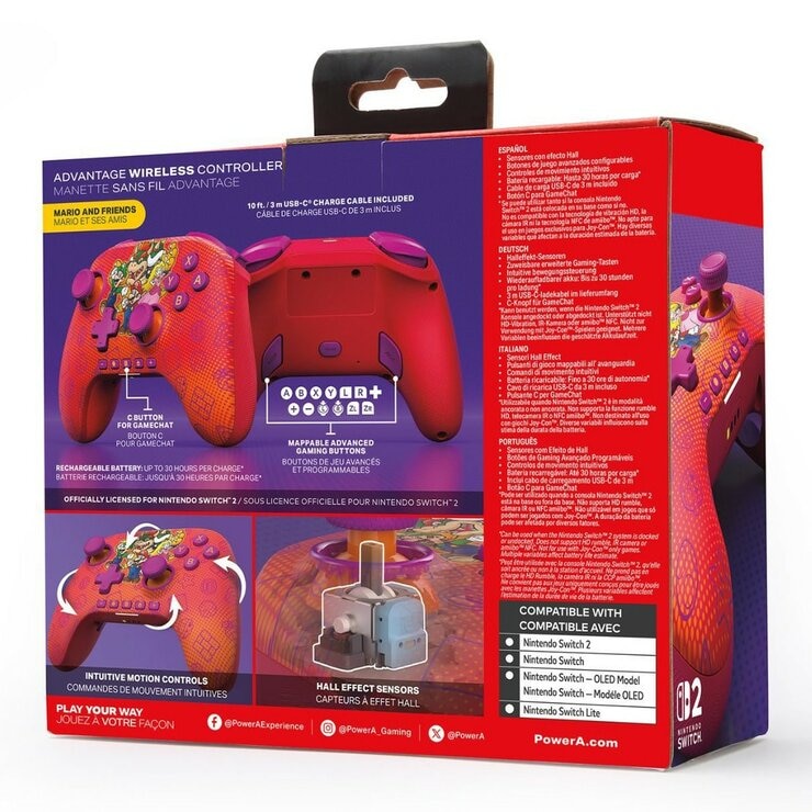 PowerA 任天堂官方授權 Switch 2 無線遊戲手把 馬力歐與朋友