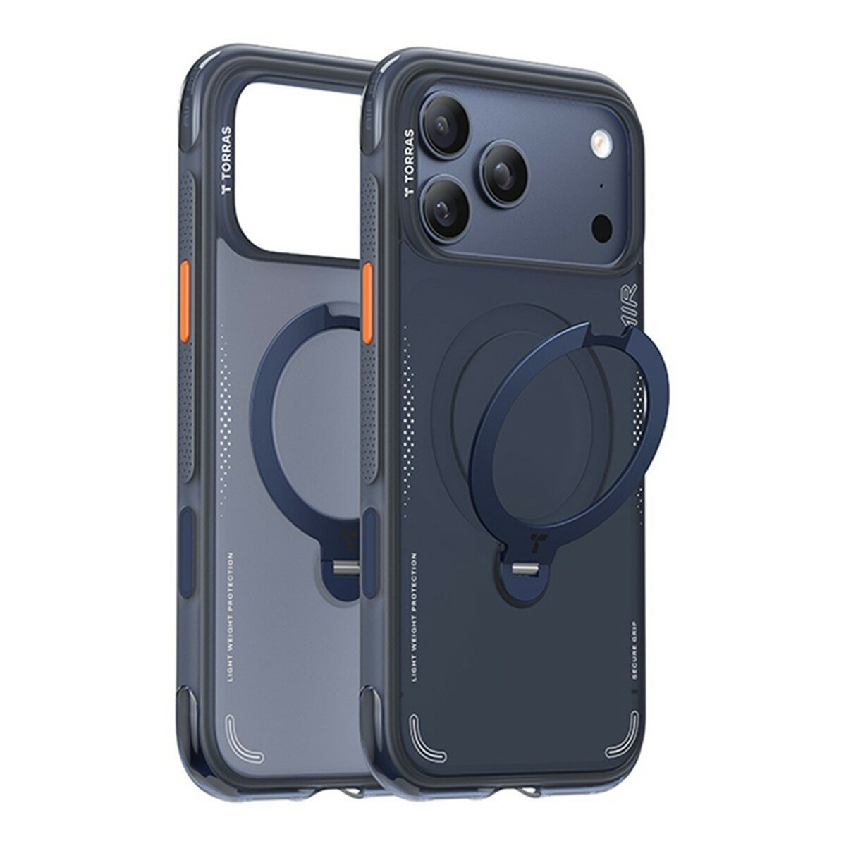 Torras Ostand Spin Spin Kunci Kamera Magnetik Udara Braket Putar Kantung Udara Perlindungan Kantung Udara Casing Ponsel Perlindungan Jatuhkan iPhone 17 Pro Wilderness Blue + Insta II Master HD Layar Ponsel Penuh Pelindung Kaca Tempered