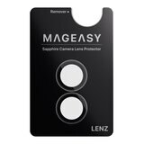 MAGEASY Bright M 不發黃軍規磁吸透明殼 iPhone 17 (白磁圈) + 鏡頭保護貼Lenz(煙霧藍) + Vetro 9H 鋼化玻璃保護膜