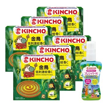 金鳥低刺激蚊香C 6入 + 日本金鳥防蚊自寶噴霧 1入