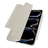 MAGEASY Facet 全方位支架透明背蓋保護套 (筆槽款) 適用於 2024 iPad Pro 11吋 星光白