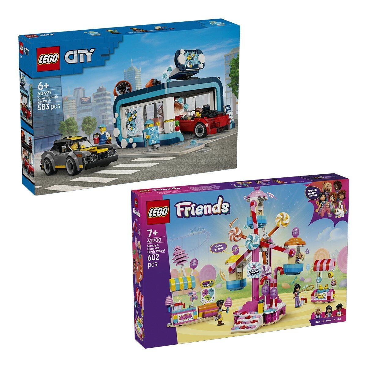 LEGO Friends系列 糖果和杯子蛋糕摩天輪 42700 / 7歲以上 / 城市系列 隧道式洗車廠 60497 / 6歲以上