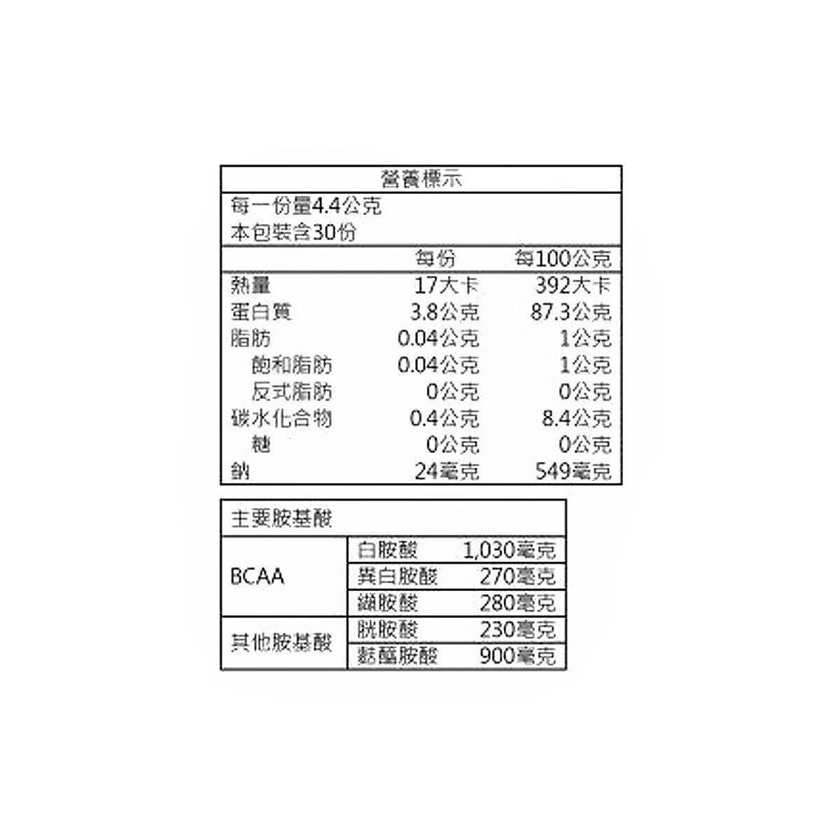 aminoVITAL 專業級胺基酸 BCAA 4.4公克 X 30包