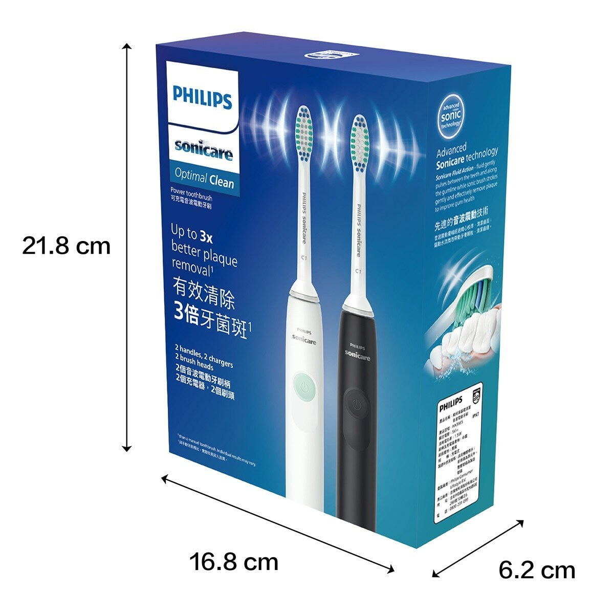 飛利浦 Sonicare 充電式智能音波牙刷 2入 HX3665