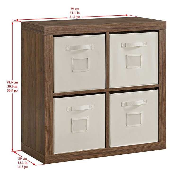 Bayside Furnishings 四格櫃2入 附8個儲物籃 79公分