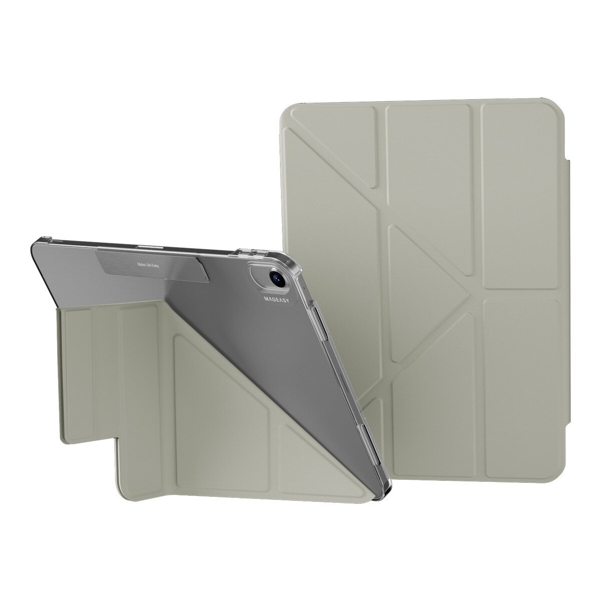 MAGEASY Facet 全方位支架透明背蓋保護套 適用於 2024 iPad Air 11吋 2025 M3 / 2024 M2 星光灰