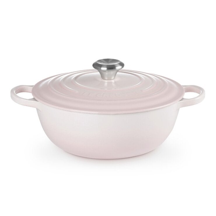 Le Creuset 琺瑯鑄鐵媽咪鍋 含鋼頭鍋蓋 28公分 貝殼粉 Le Creuset 琺瑯鑄鐵媽咪鍋 含鋼頭鍋蓋 28公分 貝殼粉