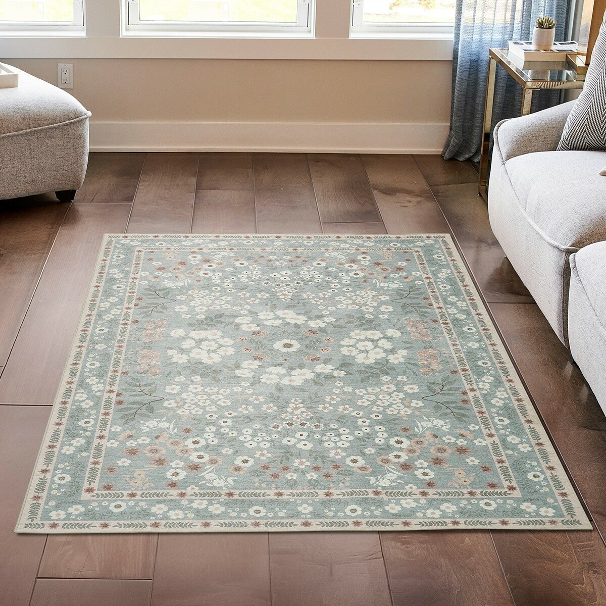 Wyatt & Ash 印花可水洗地毯 160公分 X 226公分 綠 Wyatt & Ash 印花可水洗地毯 160公分 X 226公分 綠