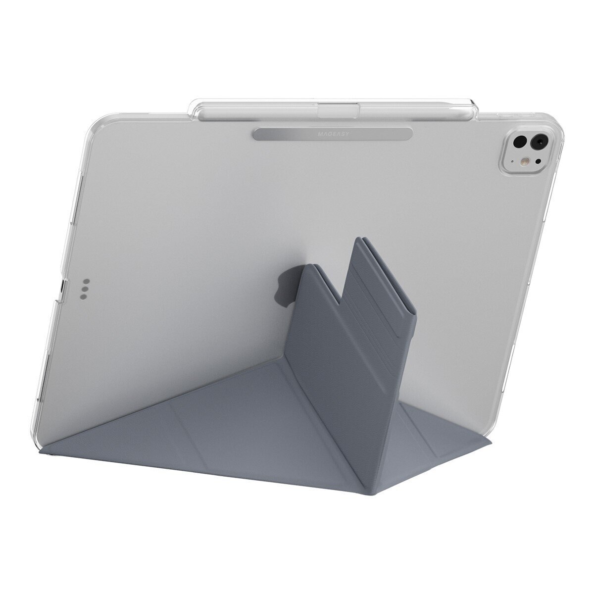 MAGEASY Facet 全方位支架透明背蓋保護套 (筆槽款) 適用於 2024 iPad Pro 13吋 阿拉斯加藍