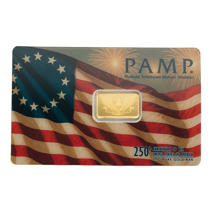 PAMP 美國獨立 250周年紀念 黃金條塊 999.9純金 2.5公克 PAMP 美國獨立 250周年紀念 黃金條塊 999.9純金 2.5公克