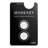 MAGEASY Bright M 不發黃軍規磁吸透明殼 iPhone 17 (白磁圈) + 鏡頭保護貼Lenz(鼠尾草) + Vetro 9H 鋼化玻璃保護膜