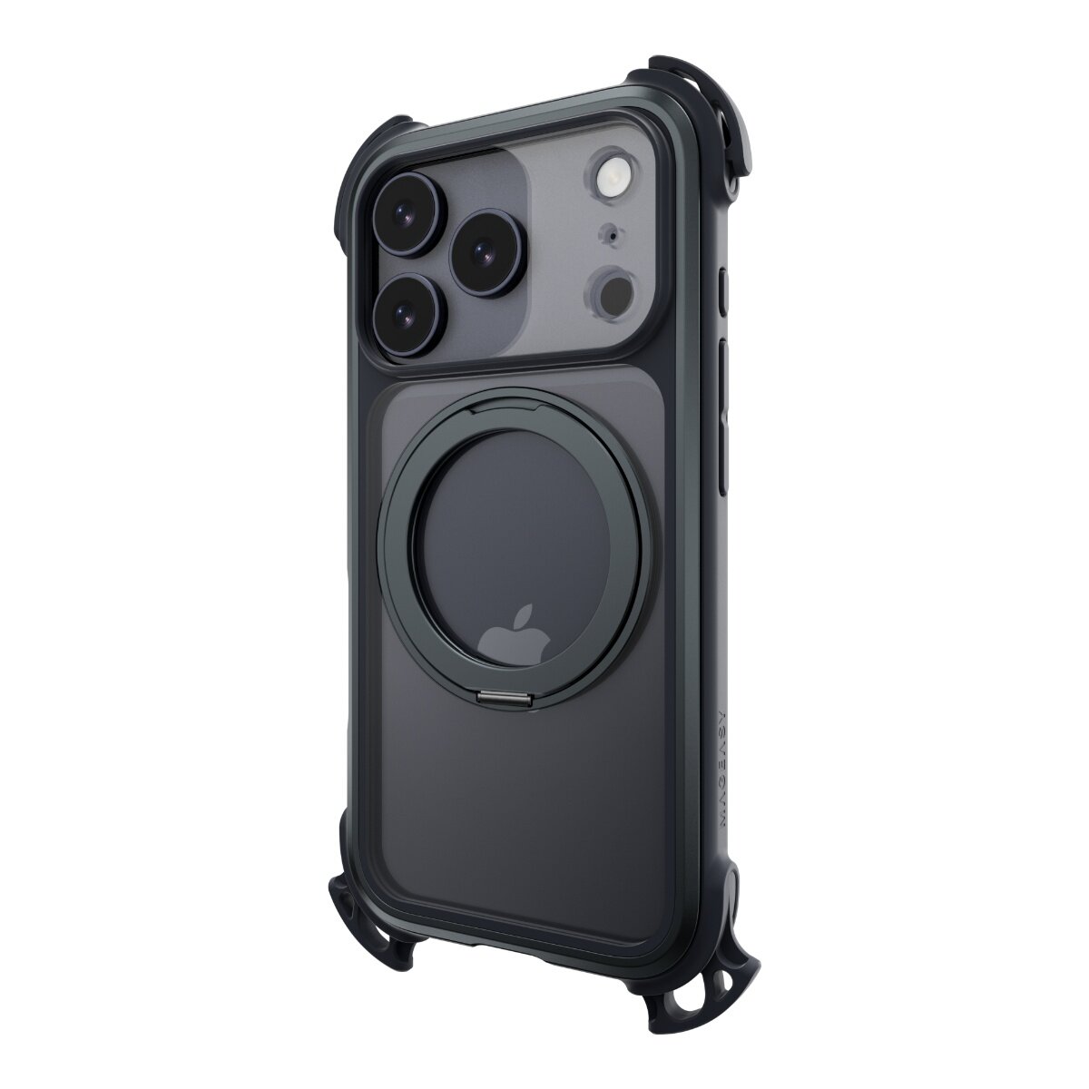 MAGEASY Odyssey Ultra M 終極防摔磁吸支架掛繩手機殼 iPhone 17 Pro(午夜/黑色) + 鏡頭保護貼Lenz 鈦合金(迷霧鈦) + Vetro 9H 鋼化玻璃保護膜