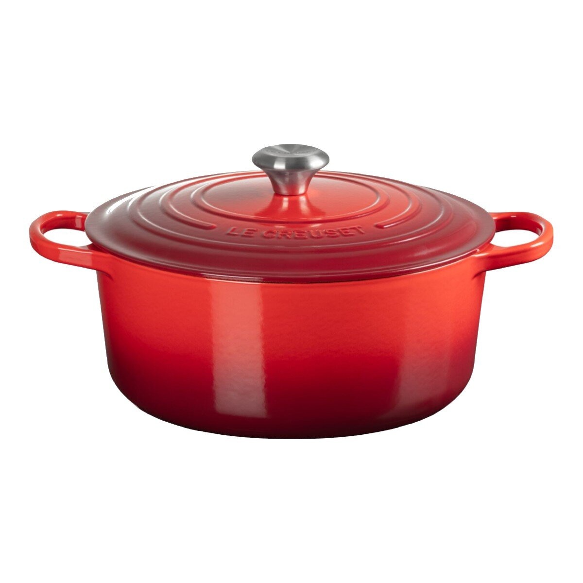 Le Creuset 雙耳圓形鑄鐵鍋 含鋼頭鍋蓋 28公分 櫻桃紅