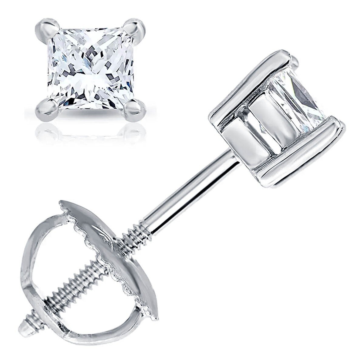 0.5克拉 18K白K金 公主方形鑽石耳環 VS2/I 0.5克拉 18K白K金 公主方形鑽石耳環 VS2/I