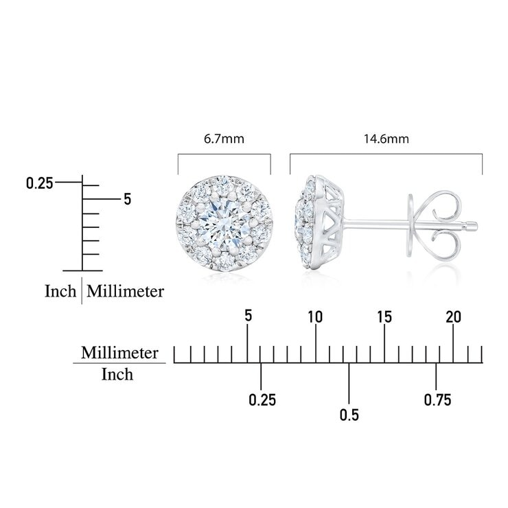 1克拉 14K白K金 圓形鑽石項鍊耳環組 VS2/I