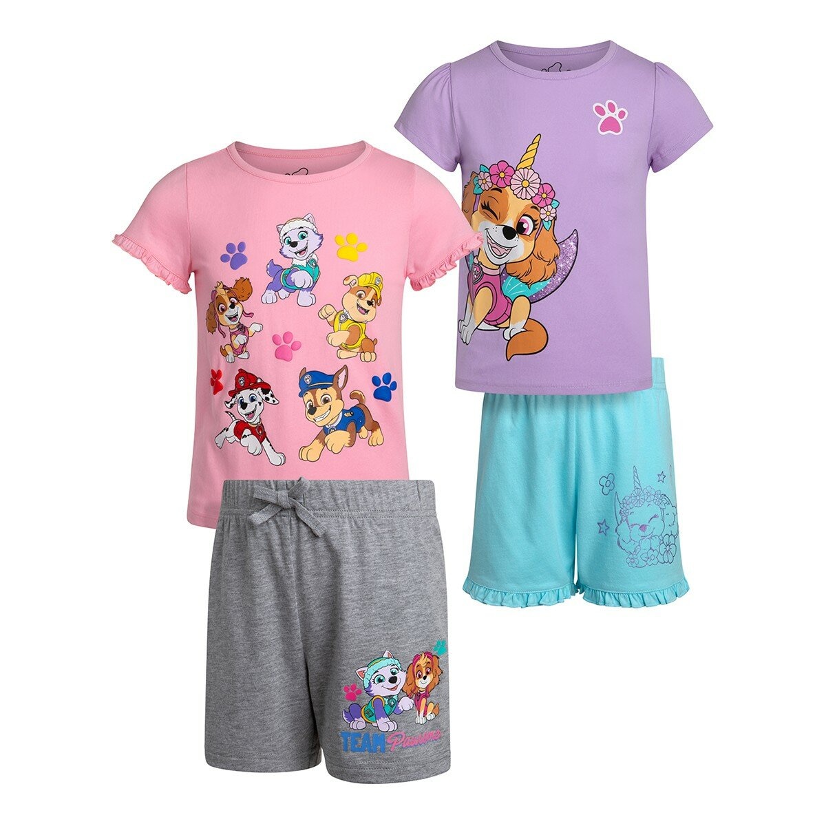 Set Celana Pendek Lengan Pendek Anak Karakter PAW Patroli (Perempuan) 3T
