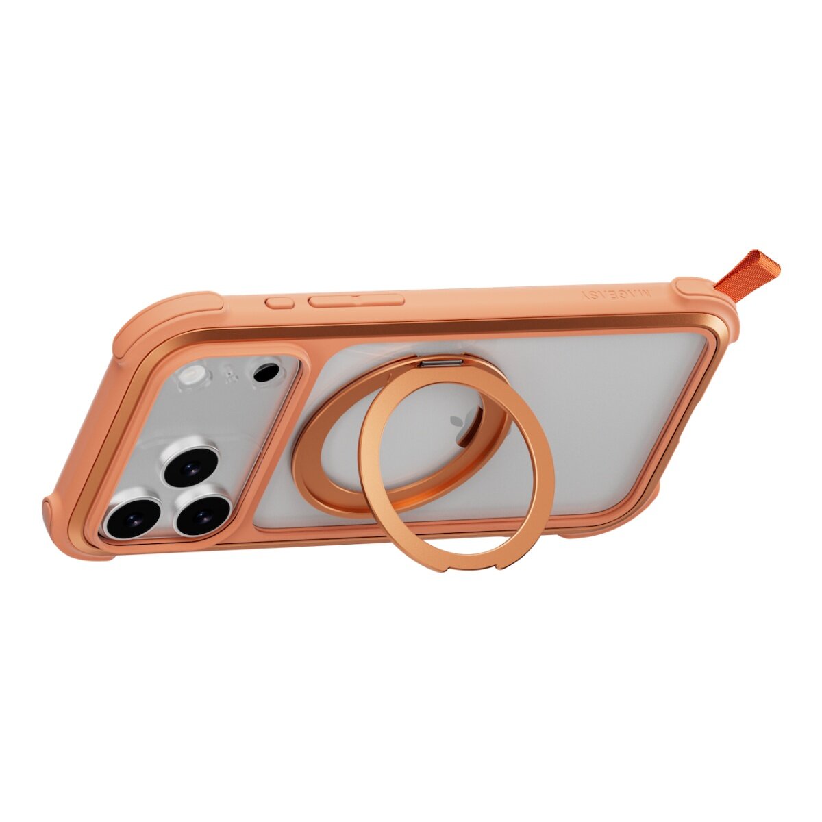 MAGEASY Odyssey Stand M 超軍規防摔磁吸支架手機殼 iPhone 17 Pro Max(珊瑚) + 鏡頭保護貼Lenz(迷霧) + Vetro 9H 鋼化玻璃保護膜