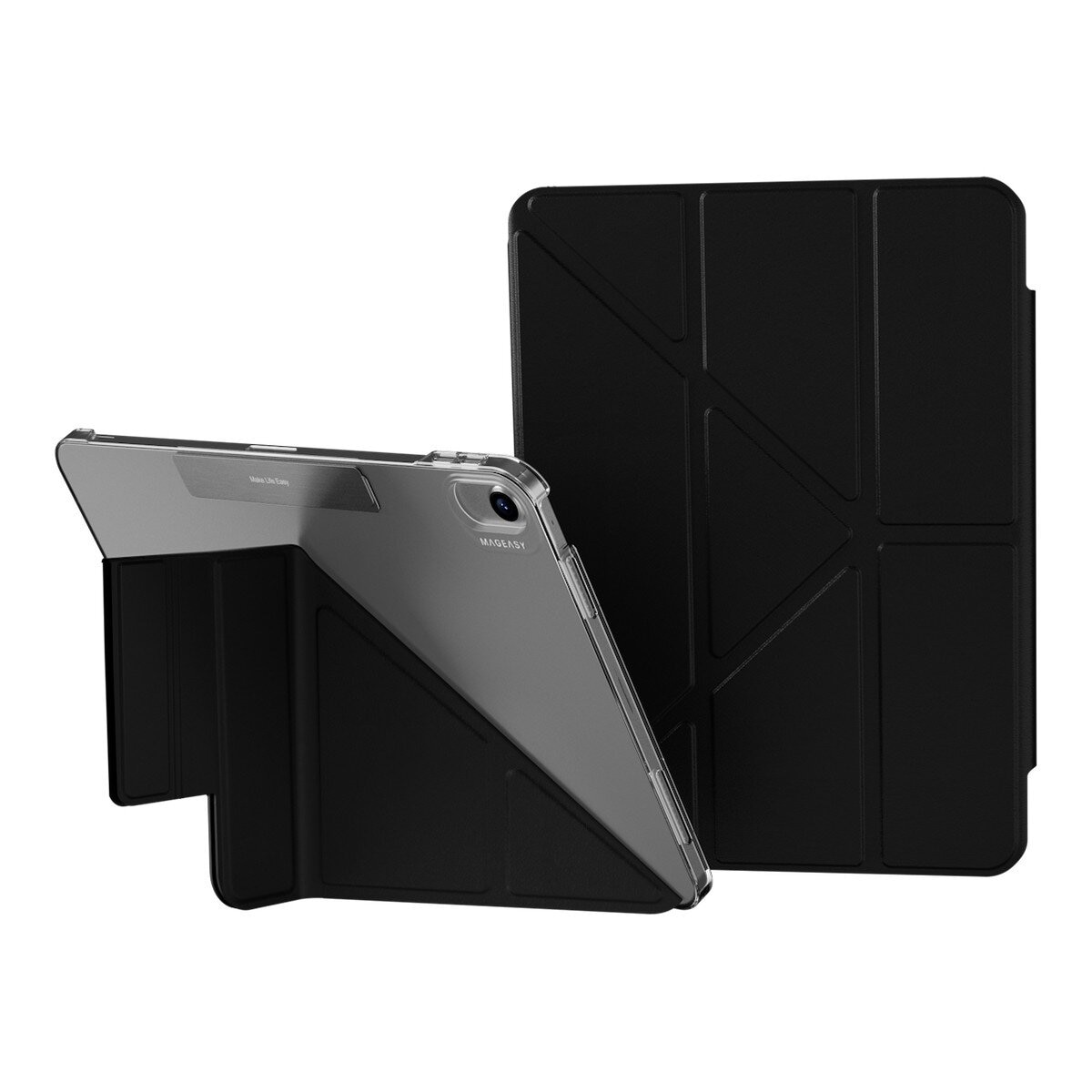MAGEASY Facet 全方位支架透明背蓋保護套 適用於 2024 iPad Air 11吋 2025 M3 / 2024 M2 黑