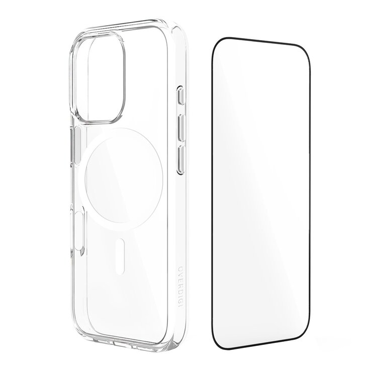 iPhone OVERDIGI Aurora V3 磁吸抗黃防摔透明殻 搭配二次強化滿版玻璃保貼