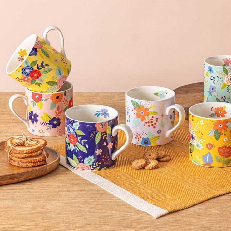 Over & Back 彩繪花紋馬克杯 414毫升 X 6件組