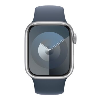 Apple Watch S9 (GPS + 行動網路) 41公釐 銀色鋁金屬錶殼 風暴藍色運動型錶帶