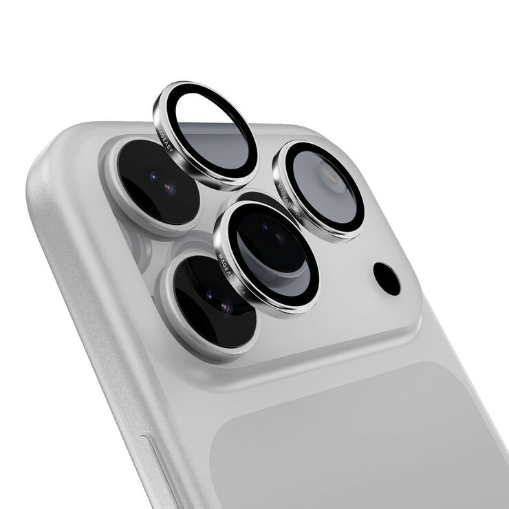 MAGEASY Bright M 不發黃軍規磁吸透明殼 iPhone 17 Pro(白磁圈) + 鏡頭保護貼Lenz鈦合金(鈦白) + Vetro 9H 鋼化玻璃保護膜